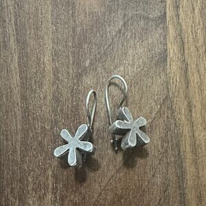 Vintage Silver Flower Drop Earrings